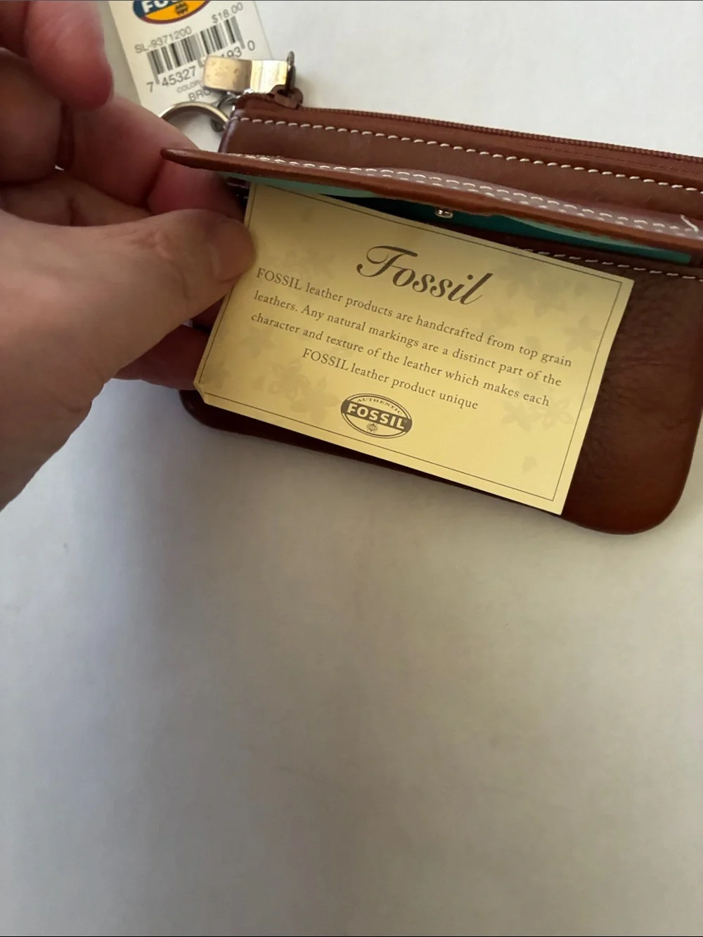 Fossil Brown Leather Wallet and Coin/Card Zip ID Pouch Set